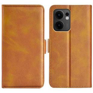 For OPPO Reno13 F Dual-side Magnetic Buckle Horizontal Flip Leather Phone Case(Yellow)