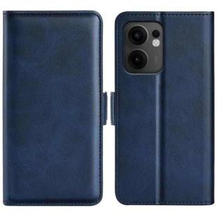 For OPPO Reno13 F Dual-side Magnetic Buckle Horizontal Flip Leather Phone Case(Dark Blue)