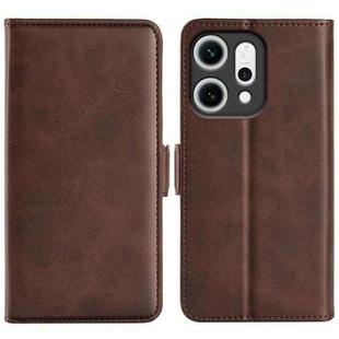 For OPPO Reno14 Pro 5G Global Dual-side Magnetic Buckle Horizontal Flip Leather Phone Case(Brown)