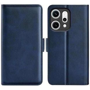 For OPPO Reno14 Pro 5G Global Dual-side Magnetic Buckle Horizontal Flip Leather Phone Case(Dark Blue)
