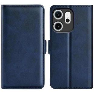 For OPPO Reno14 F 5G Dual-side Magnetic Buckle Horizontal Flip Leather Phone Case(Dark Blue)