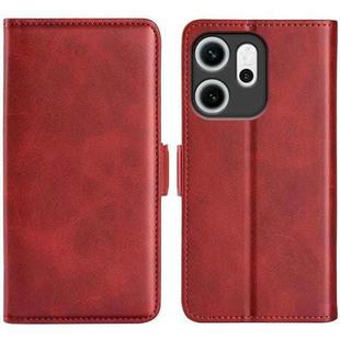 For OPPO Reno14 F 5G Dual-side Magnetic Buckle Horizontal Flip Leather Phone Case(Red)