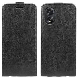 For OPPO A38 R64 Texture Single Vertical Flip Leather Phone Case(Black)