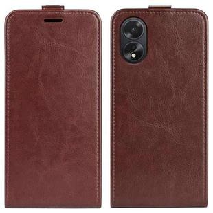 For OPPO A38 R64 Texture Single Vertical Flip Leather Phone Case(Brown)