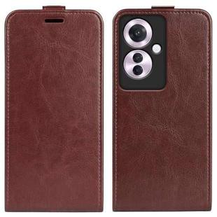 For OPPO Reno11 F 5G R64 Texture Single Vertical Flip Leather Phone Case(Brown)