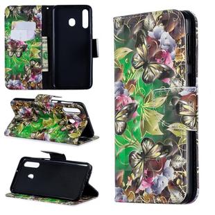 3D Colored Drawing Pattern Horizontal Flip Leather Case for Galaxy M30, with Holder & Card Slots & Wallet(Green Butterfly)