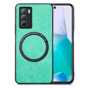 For vivo T1 Solid Color Leather Skin Back Cover Magsafe Phone Case(Green)