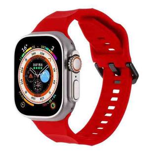 For Apple Watch Ultra 49mm Ripple Silicone Sports Watch Band(Red)