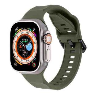 For Apple Watch 8 45mm Ripple Silicone Sports Watch Band(Dark Green)