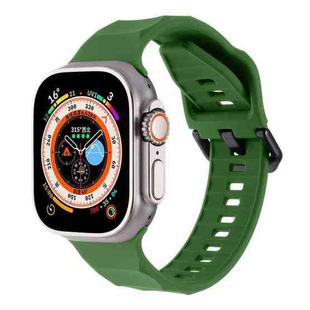 For Apple Watch 8 45mm Ripple Silicone Sports Watch Band(Army Green)