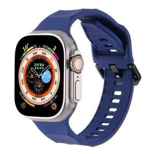For Apple Watch 8 45mm Ripple Silicone Sports Watch Band(Dark Blue)