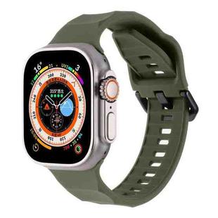 For Apple Watch SE 44mm Ripple Silicone Sports Watch Band(Dark Green)