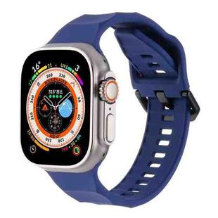 For Apple Watch SE 44mm Ripple Silicone Sports Watch Band(Dark Blue)