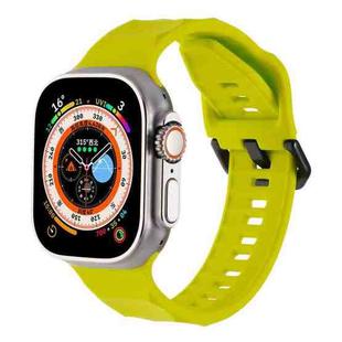 For Apple Watch 4 44mm Ripple Silicone Sports Watch Band(Fluorescent Green)