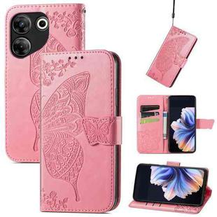 For Tecno Camon 20 Pro 5G Butterfly Love Flower Embossed Leather Phone Case(Pink)