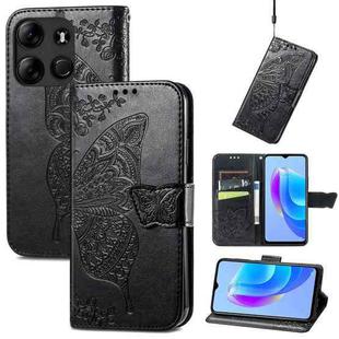For Tecno Spark GO 2023 Butterfly Love Flower Embossed Leather Phone Case(Black)