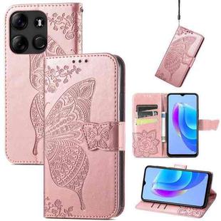 For Tecno Spark GO 2023 Butterfly Love Flower Embossed Leather Phone Case(Rose Gold)