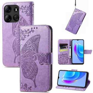For Tecno Spark GO 2023 Butterfly Love Flower Embossed Leather Phone Case(Light Purple)
