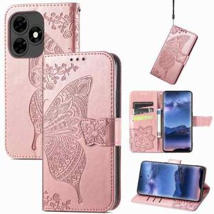 For Tecno Itel S23+ Butterfly Love Flower Embossed Leather Phone Case(Rose Gold)