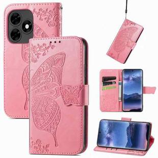 For Tecno Itel S23+ Butterfly Love Flower Embossed Leather Phone Case(Pink)