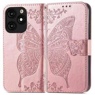 For Tecno Itel A70 Butterfly Love Flower Embossed Leather Phone Case(Rose Gold)