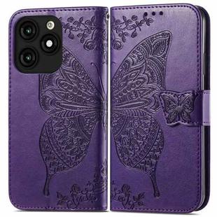 For Tecno Itel A70 Butterfly Love Flower Embossed Leather Phone Case(Dark Purple)