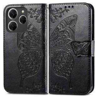 For Tecno Spark 20 Pro Butterfly Love Flower Embossed Leather Phone Case(Black)