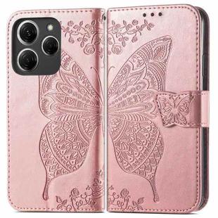 For Tecno Spark 20 Pro Butterfly Love Flower Embossed Leather Phone Case(Rose Gold)