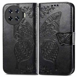 For Tecno Spark 20 Pro+ Butterfly Love Flower Embossed Leather Phone Case(Black)