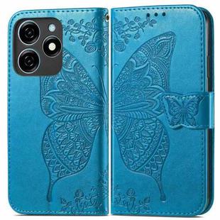 For Tecno Spark 20C Butterfly Love Flower Embossed Leather Phone Case(Blue)