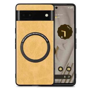 For Google Pixel 6A Solid Color Leather Skin Back Cover Phone Case(Yellow)