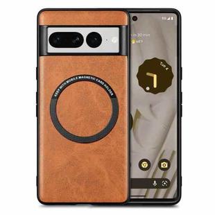 For Google Pixel 7 Pro Solid Color Leather Skin Back Cover Phone Case(Brown)