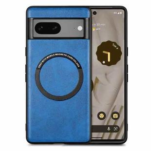 For Google Pixel 7 Solid Color Leather Skin Back Cover Phone Case(Blue)