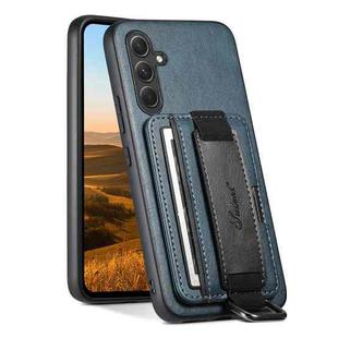 For Samsung Galaxy A34 5G Suteni H13 Card Wallet Wrist Strap Holder PU Phone Case(Blue)