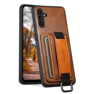 For Samsung Galaxy A13 5G Suteni H13 Card Wallet Wrist Strap Holder PU Phone Case(Brown)
