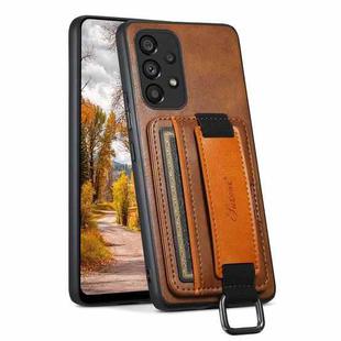 For Samsung Galaxy A53 5G Suteni H13 Card Wallet Wrist Strap Holder PU Phone Case(Brown)
