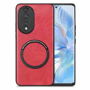 For Honor 80 Solid Color Leather Skin Back Cover Phone Case(Red)