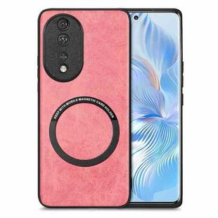 For Honor 80 Solid Color Leather Skin Back Cover Phone Case(Pink)