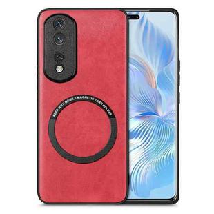 For Honor 80 Pro Solid Color Leather Skin Back Cover Phone Case(Red)