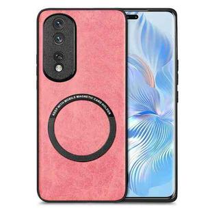 For Honor 80 Pro Solid Color Leather Skin Back Cover Phone Case(Pink)