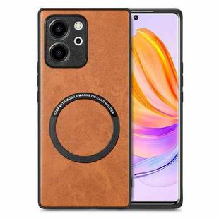For Honor 80 SE Solid Color Leather Skin Back Cover Phone Case(Brown)