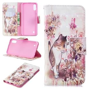 3D Colored Drawing Pattern Horizontal Flip Leather Case for Samsung Galaxy M10, with Holder & Card Slots & Wallet(Cat)