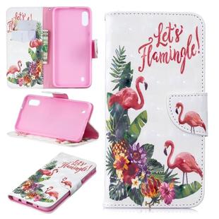 3D Colored Drawing Pattern Horizontal Flip Leather Case for Samsung Galaxy M10, with Holder & Card Slots & Wallet(English Flamingo)