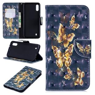 3D Colored Drawing Pattern Horizontal Flip Leather Case for Samsung Galaxy M10, with Holder & Card Slots & Wallet(Black Background Butterfly)
