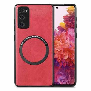 For Samsung Galaxy S21 FE 5G Solid Color Leather Skin Back Cover Phone Case(Red)