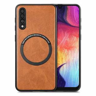 For Samsung Galaxy A50 Solid Color Leather Skin Back Cover Phone Case(Brown)