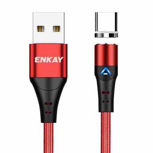 ENKAY 3A USB to Type-C Magnetic Fast Charging Data Cable with LED Light, Length:1m(Red)
