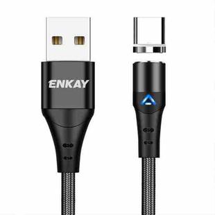 ENKAY 3A USB to Type-C Magnetic Fast Charging Data Cable with LED Light, Length:2m(Black)