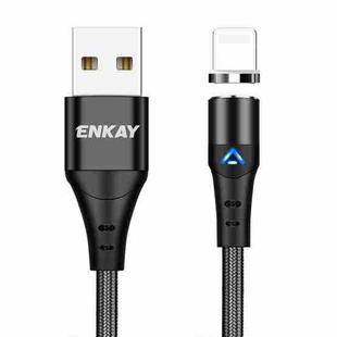 ENKAY 3A USB to 8 Pin Magnetic Fast Charging Data Cable with LED Light, Length:1m(Black)