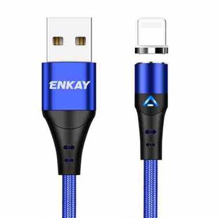 ENKAY 3A USB to 8 Pin Magnetic Fast Charging Data Cable with LED Light, Length:2m(Blue)